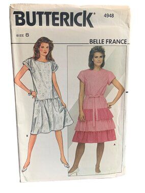 Butterick 4948 Belle France Sewing Pattern Size 8 Women's Dress Uncut